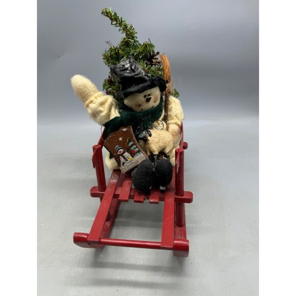 Christmas plush snowman sleigh figurine decor tree sheep tin bag white sparkle R - Picture 2 of 7